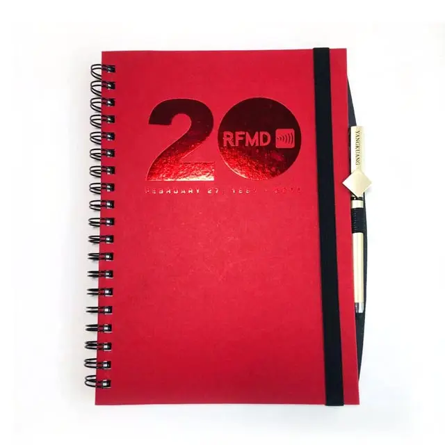 Capa dura para notebook e caneta a4, calendário de novo design estampado com tira elástica