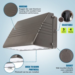 Lámparas Exteriores Inteligentes con Sensor de Movimiento, Certificadas por UL, de 70W/56W/42W/28W, para Patio Trasero y Almacenes - Product Image 2
