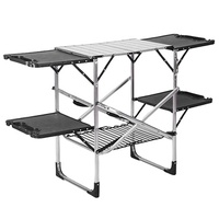 Feistel Camp Portable Pique-Nique Mobile Cuisine Station Armoires Table Ensemble Pliage De Stockage Avec Pare-Brise