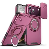 Coque de protection rigide en PC pour appareil photo iPhone 18 Pro Max, coque arrière pour iPhone 18 Pro 17 16 15 avec béquille et anneau LM066