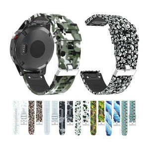 Bracelet de 22 mm pour Garmin <span class=keywords><strong>Fenix</strong></span> <span class=keywords><strong>6</strong></span> 5 Plus/Forerunner 935/Approach S60/Quatix 5, bracelet de montre en silicone imprimé à dégagement rapide - Product Image 1