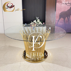 New Arrival Stainless Steel <b>Gold</b>/Silver Frame <b>Round</b> Glass Dining <b>Table</b> Set for Home Kitchen & Hotel Use Modern Design - Product Image 5