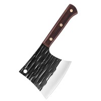 Pisau Pemotong Tulang Tempa 6.5 inci, Kapak Pemotong Daging, Pisau Golok Dapur, Kapak Tukang Daging Utama dengan Gagang Kayu