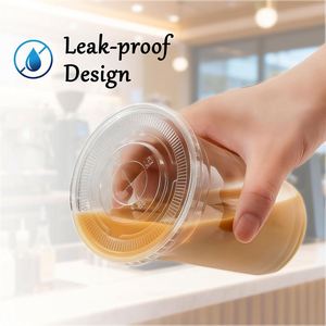 Gobelets jetables transparents en PET de 12 oz avec couvercles et pailles |   Anti-fuite, sans BPA, pour café glacé et smoothies - Product Image 4