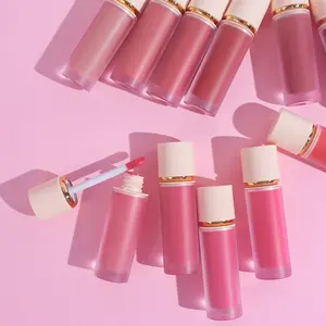Private Label biologico Glitter rosa caldo per il trucco della guancia cosmetici vegani ad alto pigmento liquido luccicante Blush