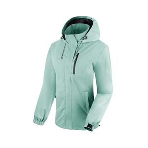 Women's Hooded Waterproof Rain <b>Jacket</b> <b>Lightweight</b> Outdoor Hiking Windbreaker Casual Wear Green Polyester - Product Image 1