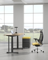 Table d'ordinateur moderne en bois massif OMNI, poste de travail PC, bureau assis-debout, bureau debout pour la maison, réglable en hauteur électriquement
