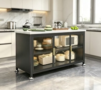 Meuble de rangement autoportant multi-niveaux anti-poussière multifonctionnel pour four à micro-ondes