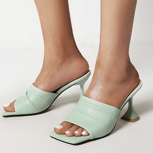 Chaussons à talons pour femme de haute qualité, bout carré, grandes tailles, tendance estivale, personnalisation disponible - Product Image 3