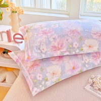 Parure de lit 100 % coton sergé 200 fils, imprimé floral frais, double face, housse de couette respirante et douce pour la peau, drap-housse, OEM
