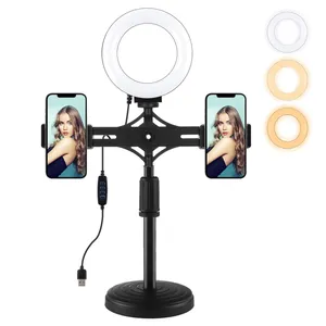 PULUZ 4.7 inch 12cm vẻ đẹp Video Đèn vòng ánh sáng ngang kép điện thoại chân đế máy tính để bàn chủ video ánh sáng Bộ dụng cụ