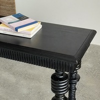 Table d'entrée de salon moderne Wabi Sabi, table étroite en bois d'érable d'Amérique du Nord, bureau en bois massif noir, console