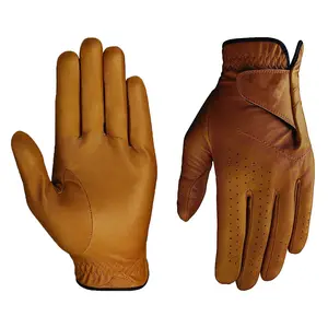 OEM Leather Golf Gloves Black Brown Unisex Comfortable Breathable Durable Non-slip Soft Lightweight Moisture Reduction