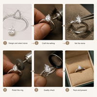Bague de mariage tendance pour femme en or massif 14 carats avec halo caché, diamant de laboratoire taillé en poire Better Star de 1 à 3 carats, percé au laser, certifié IGI