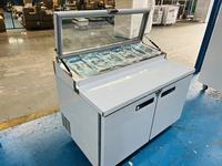 Réfrigérateur de Comptoir Commercial VanSenk pour Restaurant, Longueur 1800mm, Double Porte, Électrique, Sans Givre, 0-4°C, Comptoir de Préparation Pizza et Salades