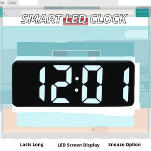 Smart LED Desktop Alarm <strong>Clock</strong> ABS Electronic <strong>Bedside</strong> and Office Desk Watch with Snooze and Wake-up Features - Product Image 3