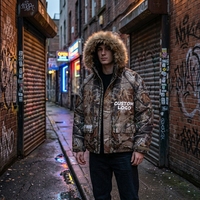 Manteau d'hiver surdimensionné pour homme, personnalisé OEM/ODM, avec logo, en duvet de canard, imprimé bulles, style déchiré, modèle 2026
