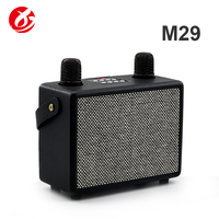 Altavoz Karaoke con Gabinete de Madera para Interiores, Micrófonos Inalámbricos Dobles, Sonido Estéreo de Alta Calidad, Portátil para Cine en Casa