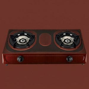 Cuisinière à gaz portable à deux brûleurs en acier inoxydable avec commande par bouton et allumage piézoélectrique, idéale pour usage hôtelier, avec fonction de sécurité anti-extinction de flamme et nettoyage facile. - Product Image 1