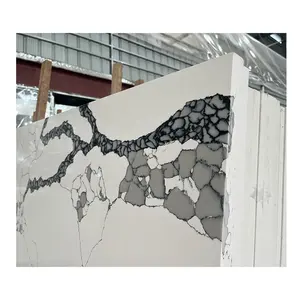 Atacado slab telha vanity balcão cozinha artificial pedra de quartzo mármore imperial branco calacata
