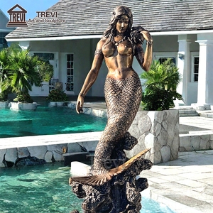 TREVI High Quality Casting Brass Life Size <strong>Bronze</strong> Mermaid <strong>Statue</strong> For Outdoor Garden Decor - Product Image 5