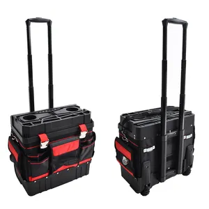 Vertak OEM pvc cloth camping tool bag with wheels portable travel rolling tool bag trolley