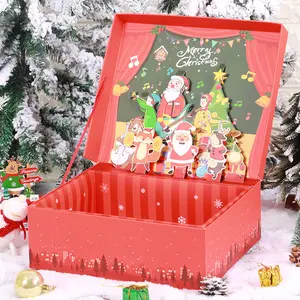 Aangepaste Hoge Kwaliteit Luxe Geschenkdoos 3D Pop Up Verrassing Papier Vrolijk Kerstfeest Verpakking Card Doos Voor Gift Verpakking