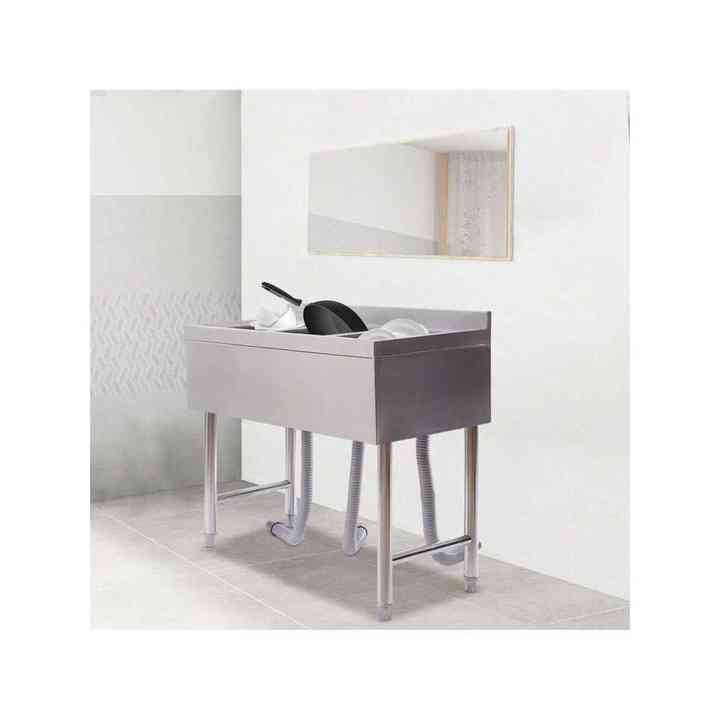 Commercial Utility Basin 3-Compartment Stainless Steel Sink with Faucet 10\" L X 14\" W X 10\" D Bowl for Restaurant and Bar