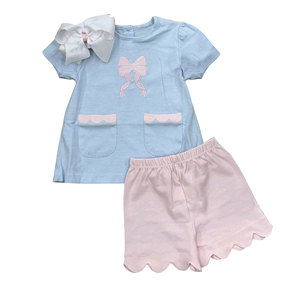 GSSO3631 Ensemble personnalisé pour petite fille active, rayures roses et blanches, fraises, manches courtes, tenues pour enfants, vente en gros, ensemble pour enfants - Product Image 4