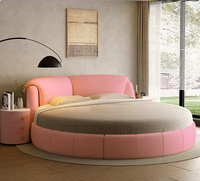 Lit Rond au Design Simple, Taille King et Double, en Tissu, Moderne et Luxueux, pour Adultes, pour la Maison, l'Hôtel, la Chambre à Coucher