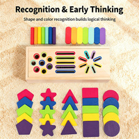 Juguete Educativo de Madera Montessori, Bandeja de Clasificación de Bloques Geométricos, Juego Divertido de Matemáticas para Niños