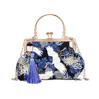 Floral Designer Evening Bag Beaded Sequin Design Vintage Kissing