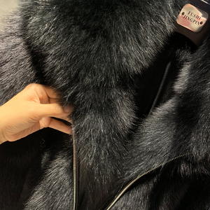 <span class=keywords><strong>Cappotto</strong></span> di Lusso <span class=keywords><strong>Oversize</strong></span> in Vera Pelliccia di Volpe con Chiusura a Zip, Giacca in Autentica Pelliccia di Volpe Nera per Uomo - Product Image 3