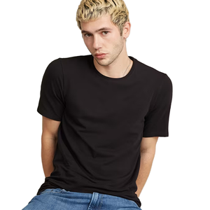 Guangzhou Jwin vente en gros 180 Gsm coton noir basique <span class=keywords><strong>Slim</strong></span> <span class=keywords><strong>Fit</strong></span> hommes été t-shirts pour hommes impression personnalisée logo - Product Image 4