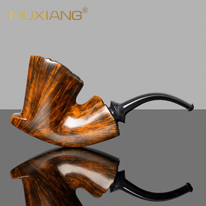 Muxiang Briarwood Handmade Pipe Bent Type With Vulcanized Rubber Mouthpiece Tobacco Pipe For Men - Product Image 4