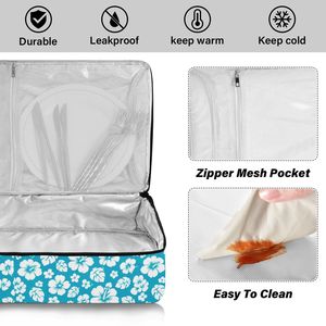 Sac isotherme personnalisé pour pizza imprimé Hibiscus Hawaïen, en feuille d'aluminium, grande capacité 15L, étanche, pour transport de plats chauds - Product Image 6
