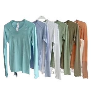 Camiseta de gimnasio de gran tamaño sin costuras para mujer, camisetas de entrenamiento, camiseta atlética de <span class=keywords><strong>manga</strong></span> <span class=keywords><strong>larga</strong></span> para Yoga y correr con camiseta de Fitness ahuecada - Product Image 1