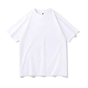 Vente directe d'usine, t-shirt pour homme en coton 240G, manches courtes, col rond, épaules tombantes, blanc, en stock - Product Image 6