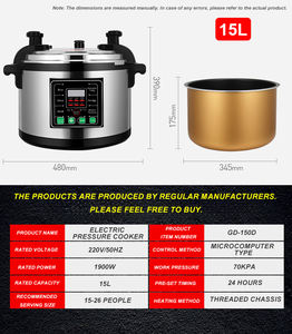 <span class=keywords><strong>Olla</strong></span> <span class=keywords><strong>a</strong></span> Presión Eléctrica Multifuncional de Acero Inoxidable de <span class=keywords><strong>15</strong></span> <span class=keywords><strong>Litros</strong></span>, 17 <span class=keywords><strong>Litros</strong></span>, 21 <span class=keywords><strong>Litros</strong></span>, con Pantalla LED para Uso Doméstico o Hotelero, Color Plateado - Product Image 3