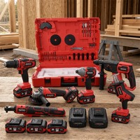Nouvelles outils électriques sans fil 18V, équipées d'un ensemble de 4 batteries lithium-ion de 4,0 Ah ; un kit comprenant 6 outils au total.