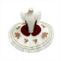 Jupe tutu de ballet simple en soie Esmeralda bordeaux pour femmes adultes, costume de performance de ballet brodé