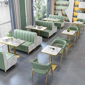 ชุดโต๊ะเก้าอี้ร้านกาแฟ คาเฟ่ ร้านอาหารหินอ่อน พร้อมโซฟาหนังสำหรับโครงการเฟอร์นิเจอร์โรงแรมและร้านอาหาร - Product Image 2