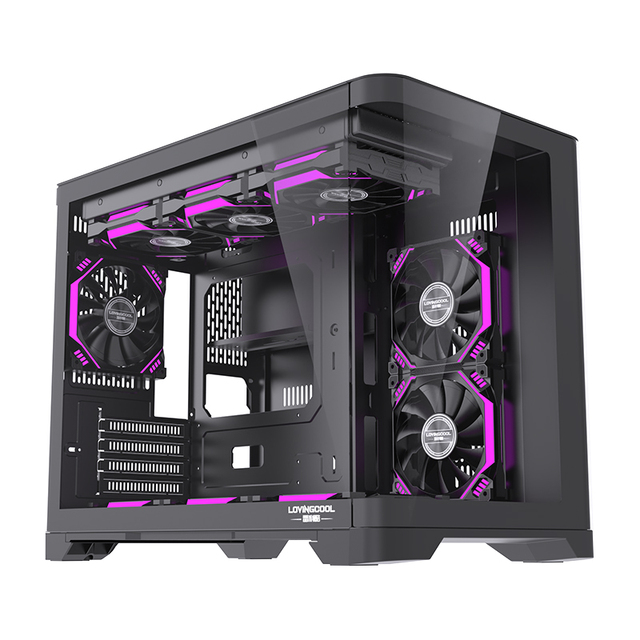 Lovingcool Full Tower Desktop Circular Panoramic Tempered Glass Pc Casing Cpu Cabinet Atx /MATX/ITX Cooling Gaming Computer case