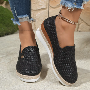Sandales compensées plates en corde de chanvre, nouveau style automne, tissées, grandes tailles, chaussures à plateforme européennes et américaines pour femmes - Product Image 2