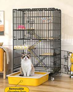 Cage pour chat, maison, intérieur, pliable, grande taille, double couche, triple couche, quadruple couche, matériau en fil, toutes saisons - Product Image 6