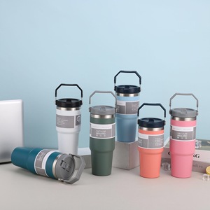 2024 estate nuovo 40oz 100% a prova di perdite Neo rosa Tumbler con manico e paglia a doppia parete aspirapolvere isolato viaggiatore Tumbler