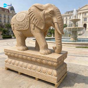 Estátua de Elefante em Mármore Branco em Tamanho Real com Design Moderno para Decoração Externa de Casa Escultura em Pedra - Product Image 1