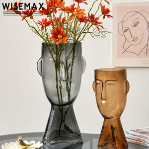 WISEMAX MEUBLES Offre Spéciale Italie meubles de salon décor à la maison vase en verre créatif brun sourire visage verre bourgeon pots de fleurs - Product Image 1