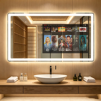 Espejo Inteligente Moderno al por Mayor, Espejo de Baño Rectangular Personalizado con Pantalla Táctil Inteligente, Iluminación LED, Resistente al Agua, con TV y WiFi