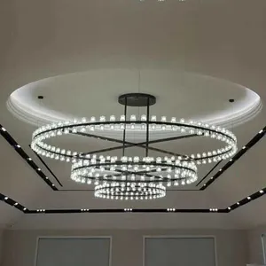 Modern LED yuvarlak kristal avize katı cam kristal toplar kolye ışık modern dekoratif lamba anvers resim ışık